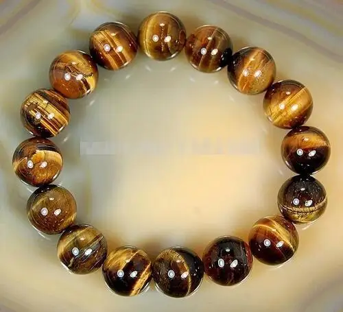 Hot new girl + 14mm African Tiger Eye Beads Bracelet 7.5 &quot2 pieces / lot fashion jewelry&gtfree shipping | Украшения и