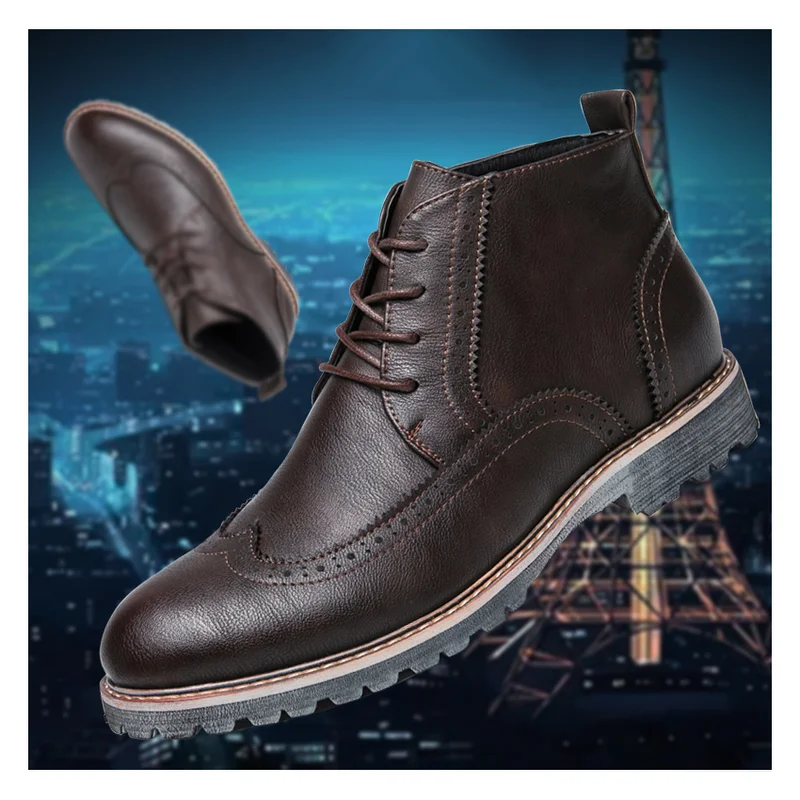 Cow Leather Men Ankle Boots Vintage Sapato Brown Black British Style Boots Fashion Brogue Casual Shoe Botas Hombre XX-450
Cow Leather Men Ankle Boots Vintage Sapato Brown Black British Style Boots Fashion Brogue Casual Shoe Botas Hombre XX-450