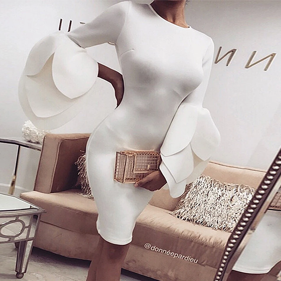 Newest Celebrity Evening Party Bodycon Dress Women White Flare Sleeve O-Neck Sexy Night Out Club Dress Women Vestidos Wholesale
Newest Celebrity Evening Party Bodycon Dress Women White Flare Sleeve O-Neck Sexy Night Out Club Dress Women Vestidos Wholesale