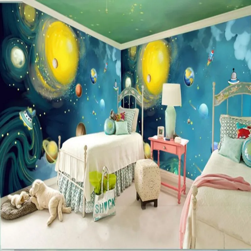 

beibehang 3 d children bedroom wallpaper wallpaper Custom hand-painted space large murals 3 d wallpaper high-definition photos