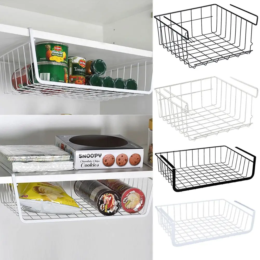 Basket Storage Rack Under Cabinet Shelf Storage Basket Durable Kitchen Organizer