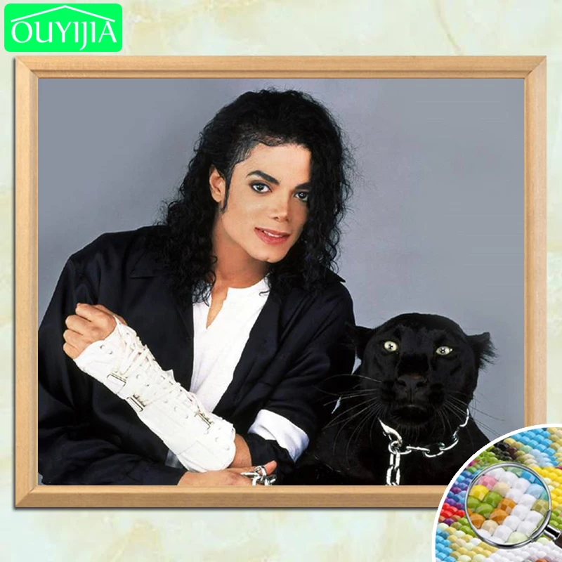 Фото MJ Panther и Майкл Джексон портрет 5D DIY алмазная живопись полностью - купить