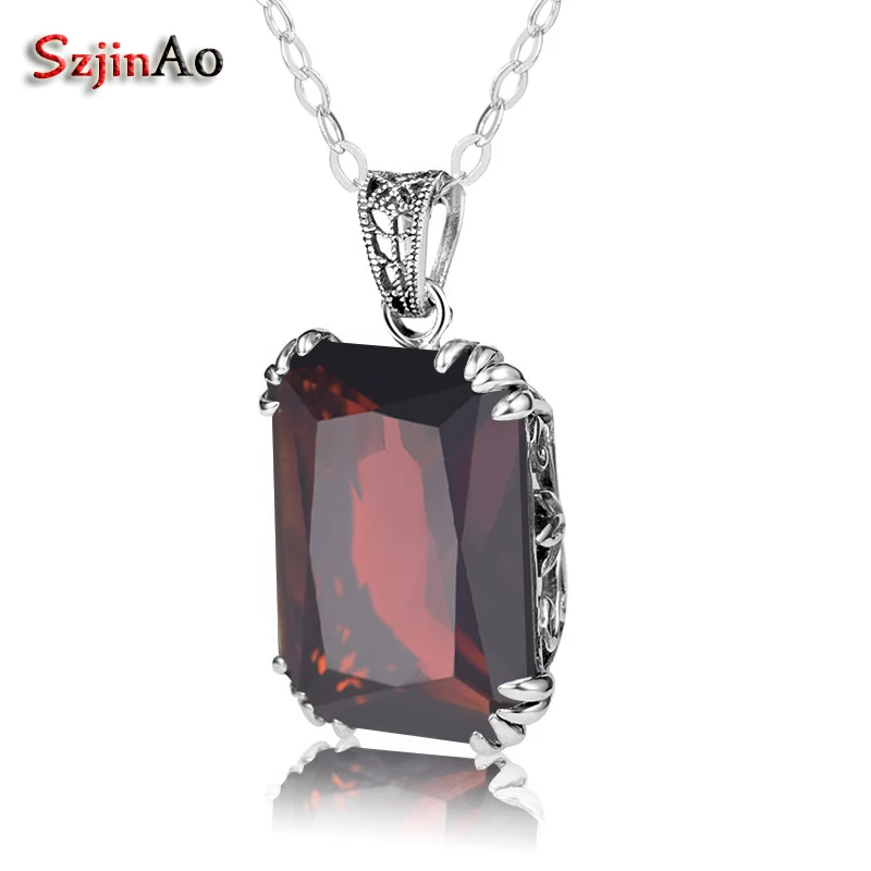 Szjinao Lxuxry European Women 925 Sterling Silver Vintage Pendants Square Stone Garnet Pendant Necklace Fine Jewelry Women Gifts
Szjinao Lxuxry European Women 925 Sterling Silver Vintage Pendants Square Stone Garnet Pendant Necklace Fine Jewelry Women Gifts