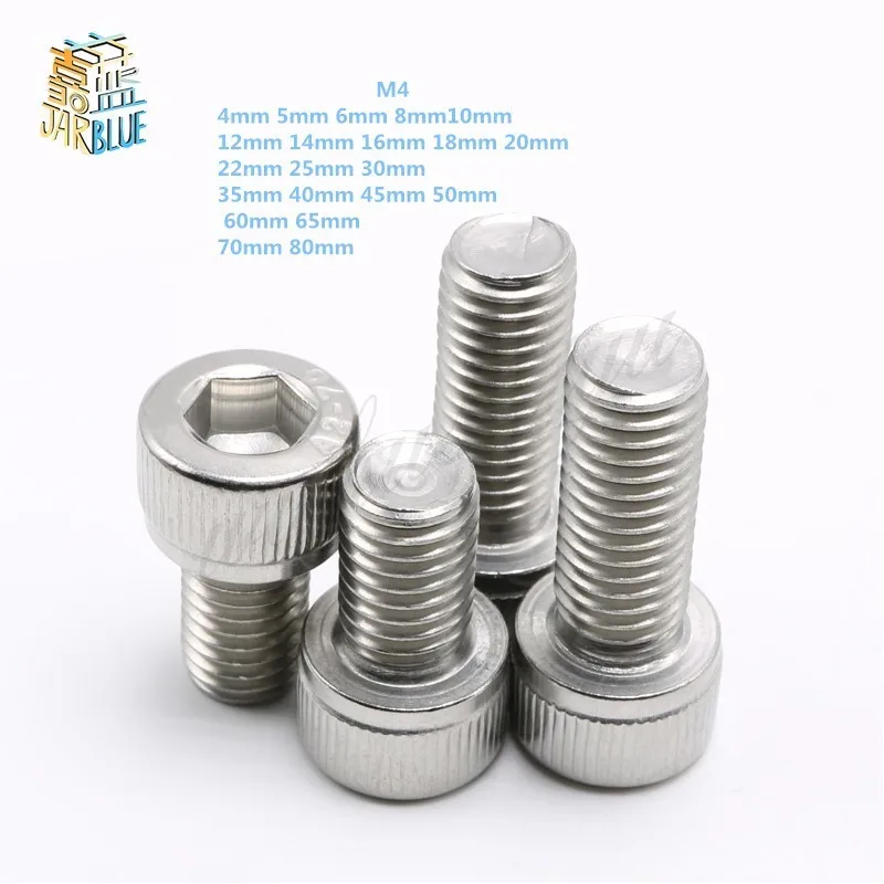 Metric Thread DIN912 M4 304 Stainless Steel Hex Socket Head Cap Screw Bolts M4*(4/5/6/8/10/12/14/16/18/20/22/25/30/35/40/45/50)
Metric Thread DIN912 M4 304 Stainless Steel Hex Socket Head Cap Screw Bolts M4*(4/5/6/8/10/12/14/16/18/20/22/25/30/35/40/45/50)