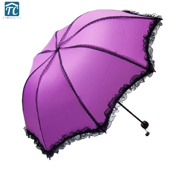 Women Sun Rain Three-folding Umbrella Anti-uv Waterproof Parasol Foldable Black Lovely Princess Lace Sunshade Windproof Female
Women Sun Rain Three-folding Umbrella Anti-uv Waterproof Parasol Foldable Black Lovely Princess Lace Sunshade Windproof Female