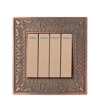Wall Switch 4 Gang 1 Way, 86 Antique Copper Carved Zinc Alloy Switch Panel, 10A AC110-250V
Wall Switch 4 Gang 1 Way, 86 Antique Copper Carved Zinc Alloy Switch Panel, 10A AC110-250V