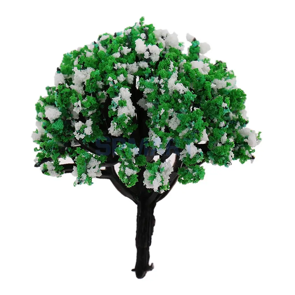 10pcs 1/200 Train Railroad Scene Scenery Landscape Model Trees Green HO Scale with Flowers Model Building Kits