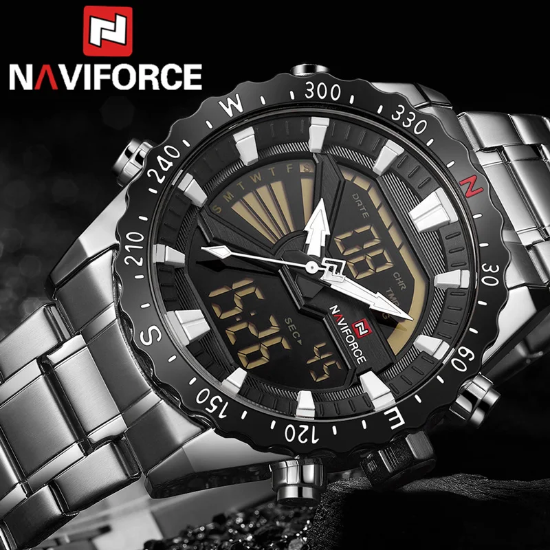 Мужские часы naviforce Топ бренд класса люкс из нержавеющей стали спортивные мужские