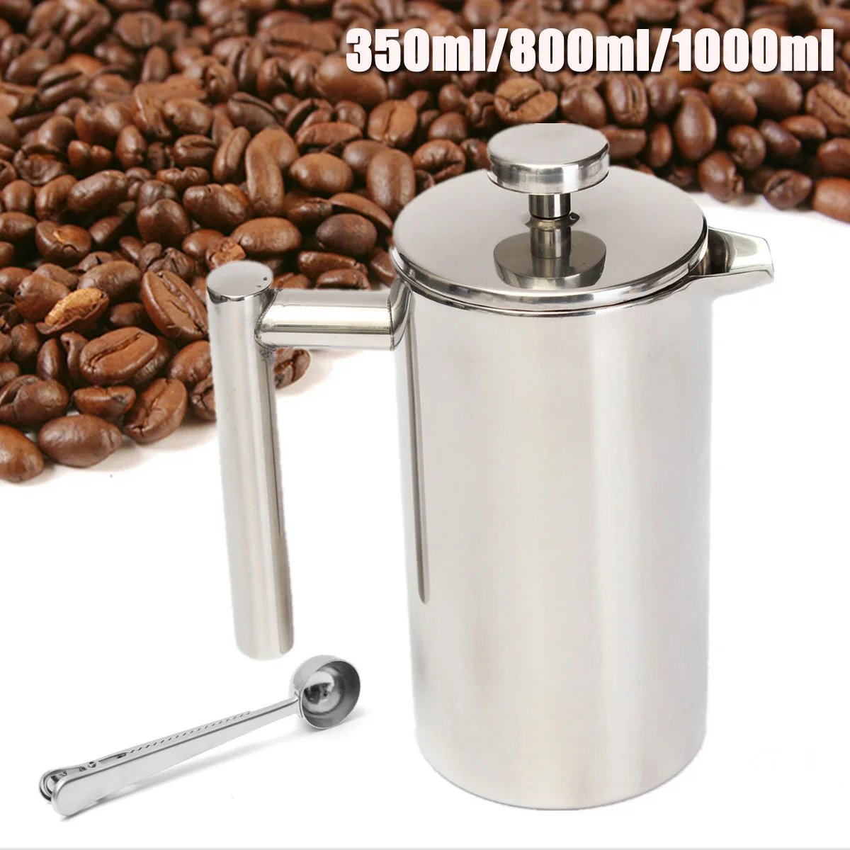 YKPuii 350ml/800ml/1000ml Stainless Steel French Coffee Maker Pot Double Wall French Press Coffee Filter Basket + Spoon
YKPuii 350ml/800ml/1000ml Stainless Steel French Coffee Maker Pot Double Wall French Press Coffee Filter Basket + Spoon
