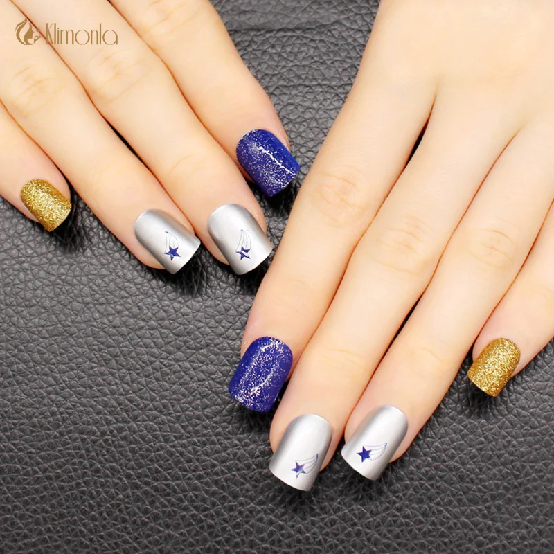 24pcs Short False Nail Tips Gold Sliver Glitter Fake Nail With Design Star Full Cover UV Gel Acrylic DIY Manicure Tools
24pcs Short False Nail Tips Gold Sliver Glitter Fake Nail With Design Star Full Cover UV Gel Acrylic DIY Manicure Tools