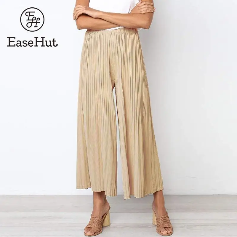 EaseHut Women Elegant Vintage Pants Solid High Elastic Waistband Wide Legs Pleated Casual Pant femme Trousers Pantalon 2019
EaseHut Women Elegant Vintage Pants Solid High Elastic Waistband Wide Legs Pleated Casual Pant femme Trousers Pantalon 2019