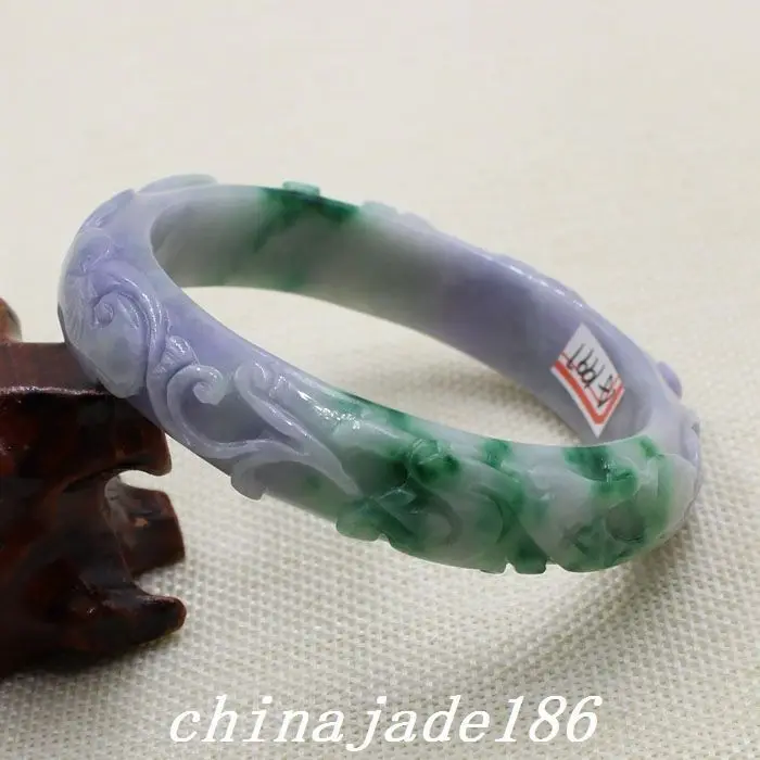63mm Chinese Hand-carved Lavender Purple Green Jadeite Jade Bracelet Bangle 1997 10.20 40
63mm Chinese Hand-carved Lavender Purple Green Jadeite Jade Bracelet Bangle 1997 10.20 40