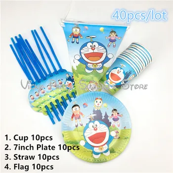 40pcs/lot Cartoon Doraemon Theme Cat Disposable Tabelware Set Kids Baby Shower Birthday Cup Plate Party Decorations Supplies
40pcs/lot Cartoon Doraemon Theme Cat Disposable Tabelware Set Kids Baby Shower Birthday Cup Plate Party Decorations Supplies