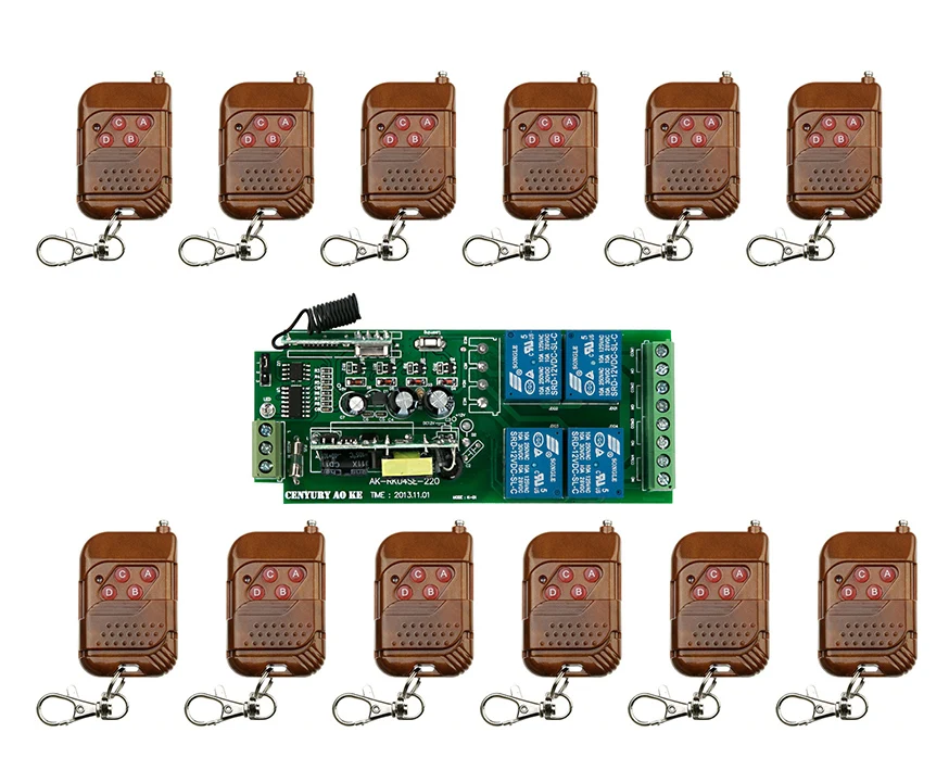 AC85V 110V 220V 240V 250V 4CH RF Wireless Remote Control Relay Switch Security System 1 x Receiver & 12 x Transmitter 315/433MHZ
AC85V 110V 220V 240V 250V 4CH RF Wireless Remote Control Relay Switch Security System 1 x Receiver & 12 x Transmitter 315/433MHZ