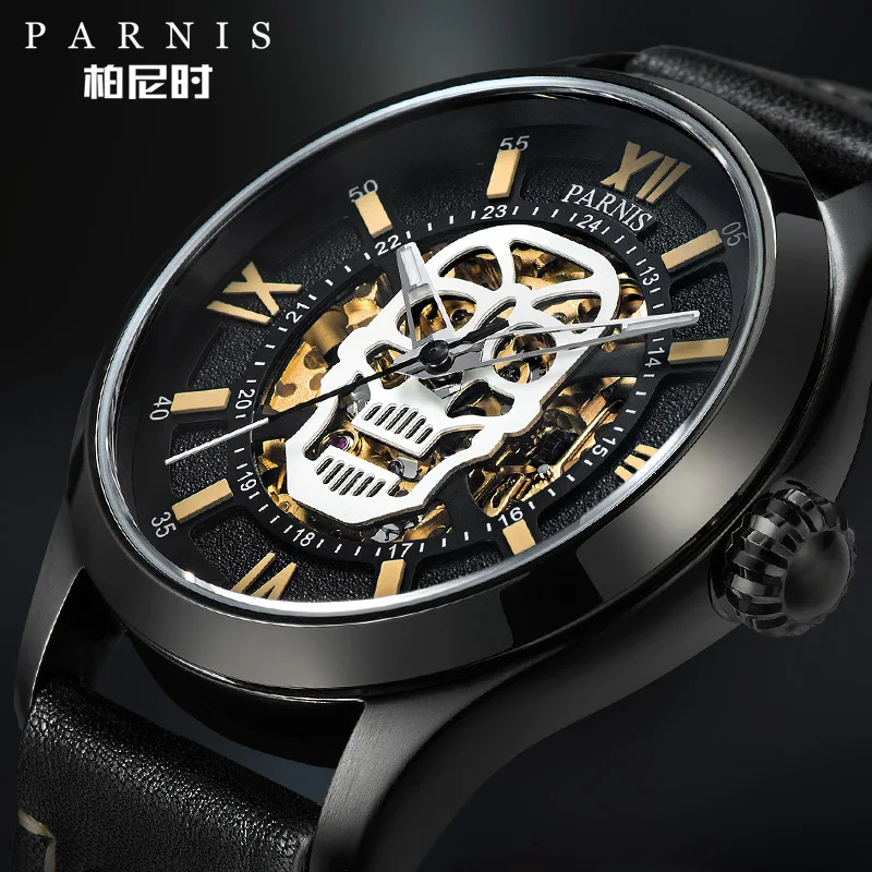 Top 2024 Parnis 42mm Black Luminous Skull Design Dial Mechanical Men Watches Sapphire Glass Men's Automatic Watch reloj hombre
Top 2024 Parnis 42mm Black Luminous Skull Design Dial Mechanical Men Watches Sapphire Glass Men's Automatic Watch reloj hombre