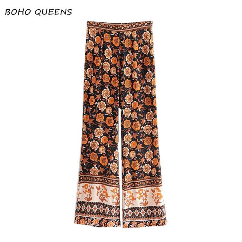 Vintage chic women black floral print bohemian flare pants ladies mid waist loose rayon Boho long pants oversize
Vintage chic women black floral print bohemian flare pants ladies mid waist loose rayon Boho long pants oversize