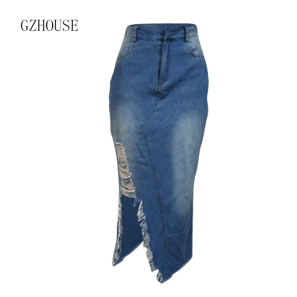 Womens Pencil Skirt 2019 New Fashion S-Xxxl Size Plus Ladies Long Denims Jeans Ripped High Waist Slim Hole Pencil Skirt Bodycon
Womens Pencil Skirt 2019 New Fashion S-Xxxl Size Plus Ladies Long Denims Jeans Ripped High Waist Slim Hole Pencil Skirt Bodycon