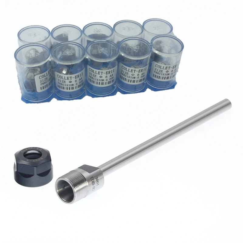 1set ER11 C6 ER11 60L /C6 ER11 100L extension rod with A/M nut extension bar Straight Shank with 10pcs precision 0.008 Collet
1set ER11 C6 ER11 60L /C6 ER11 100L extension rod with A/M nut extension bar Straight Shank with 10pcs precision 0.008 Collet