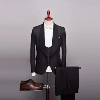 Mens fashion suit + trousers + vest black slim fit dress mens trendy coat trendy style single button coat business mens suit
Mens fashion suit + trousers + vest black slim fit dress mens trendy coat trendy style single button coat business mens suit