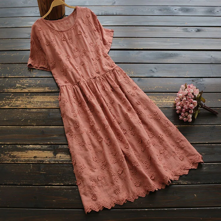 Surface romantic three-dimensional flower short-sleeved dress cotton loose sweet dress
Surface romantic three-dimensional flower short-sleeved dress cotton loose sweet dress