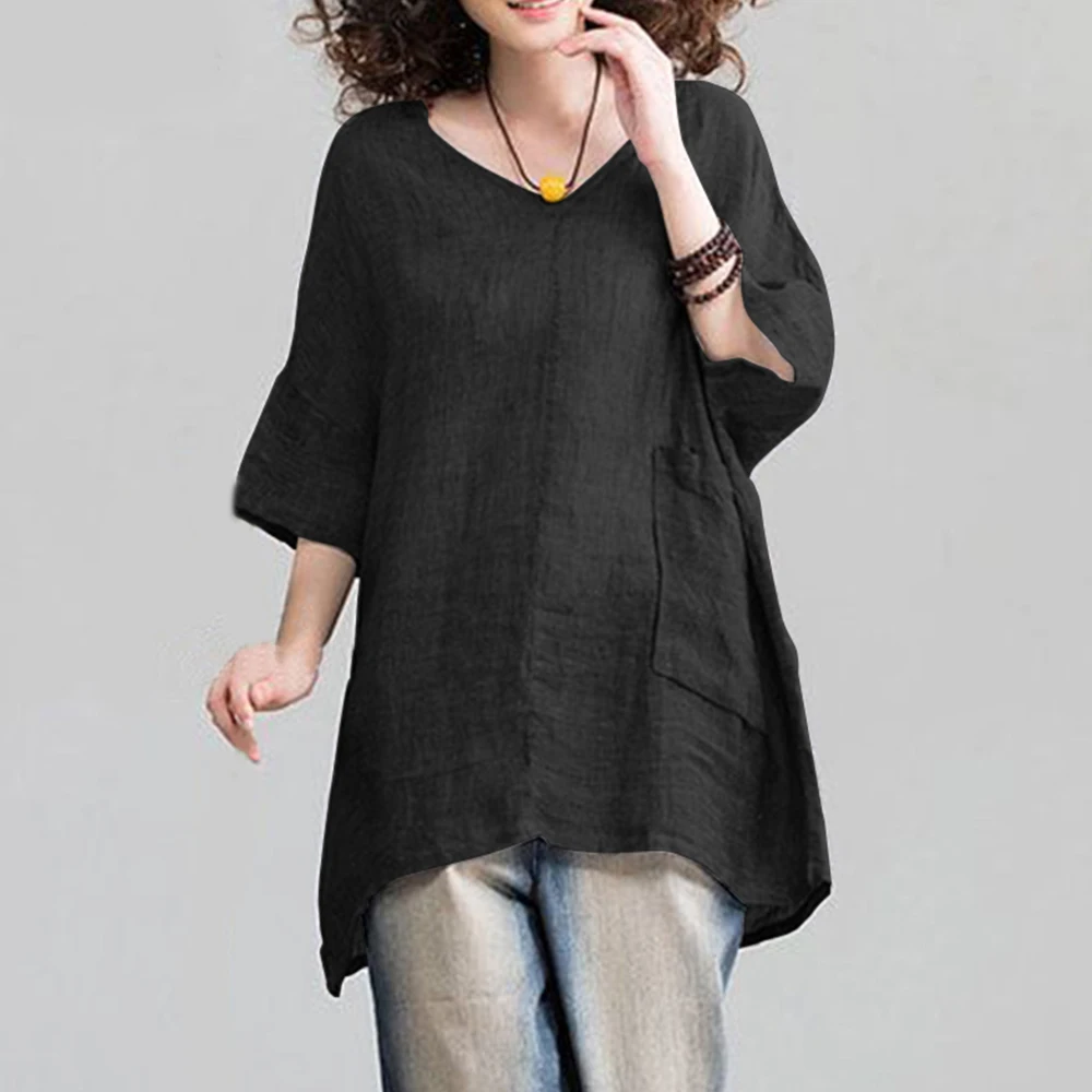 Tshirt Women Summer Casual Half Sleeve Solid V Neck Cotton Linen Tee Tops Fashion Women Pocket T Shirts Streetwear blusa 5XL D30
Tshirt Women Summer Casual Half Sleeve Solid V Neck Cotton Linen Tee Tops Fashion Women Pocket T Shirts Streetwear blusa 5XL D30