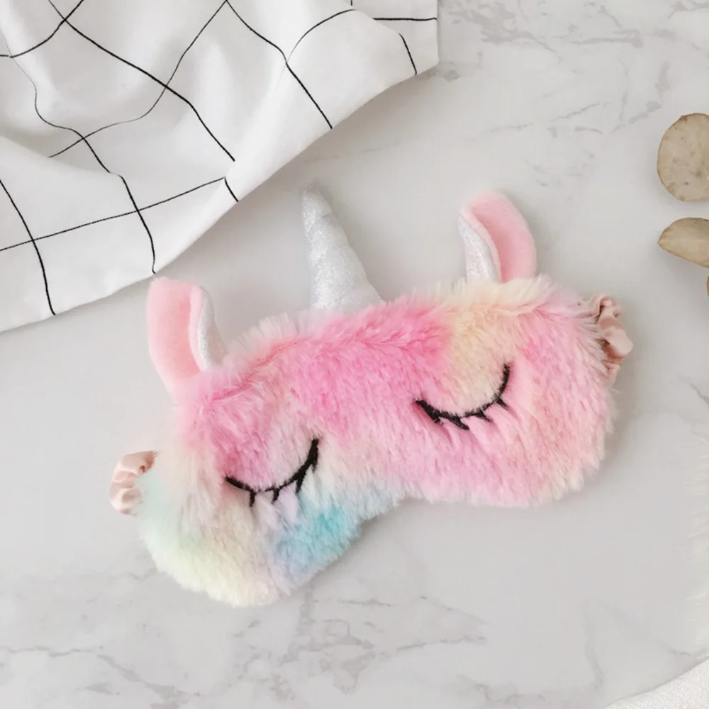 BABIQU-1pc-Cute-Ice-cream-Rainbow-Unicorn-Eye-mask-Headband-Colorful-Plush-Toy-soft-animal-stuffed