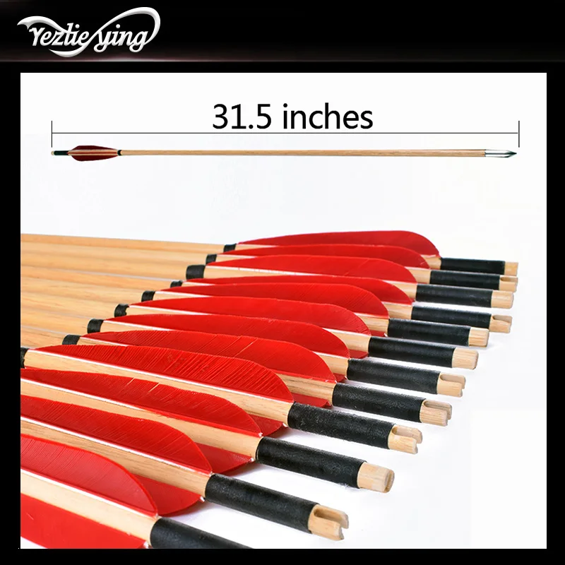 12PCS 31.5Inch Spine 500 Wooden Arrow Red Turkey Feather For Recurve / Coumpond Bow Hunting Archery Wood Arrow
12PCS 31.5Inch Spine 500 Wooden Arrow Red Turkey Feather For Recurve / Coumpond Bow Hunting Archery Wood Arrow