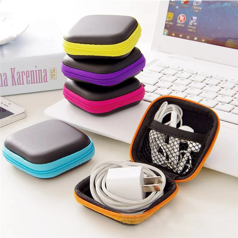 

Hot Mini Earphone Wire Organizer Box Data Line Cables Storage Box Case Container Coin Headphone Protective Box Case Container