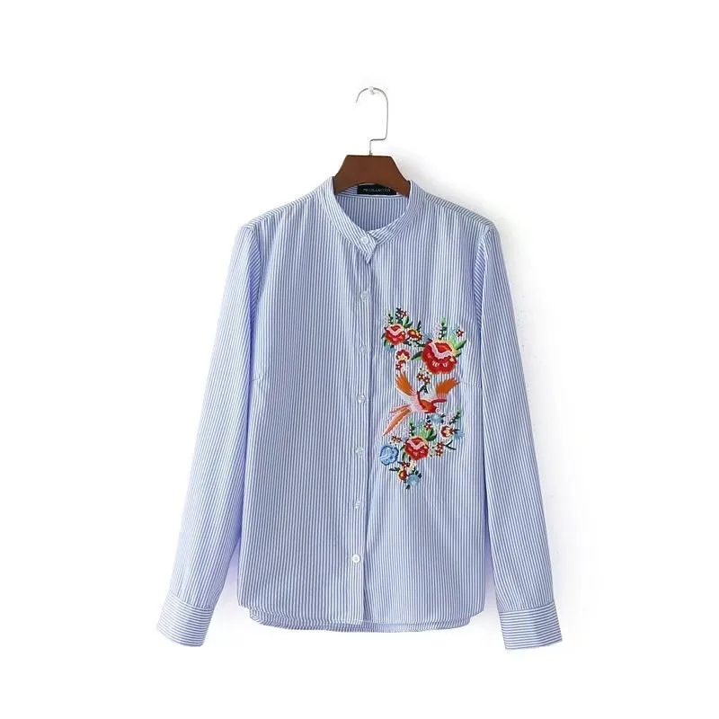 NSZ Women Blue Striped Bird Embroidery Shirt Blouse Long Sleeve Strand Collar Work Office OL Wear Top Blouses 2018 Female Blusas
NSZ Women Blue Striped Bird Embroidery Shirt Blouse Long Sleeve Strand Collar Work Office OL Wear Top Blouses 2018 Female Blusas
