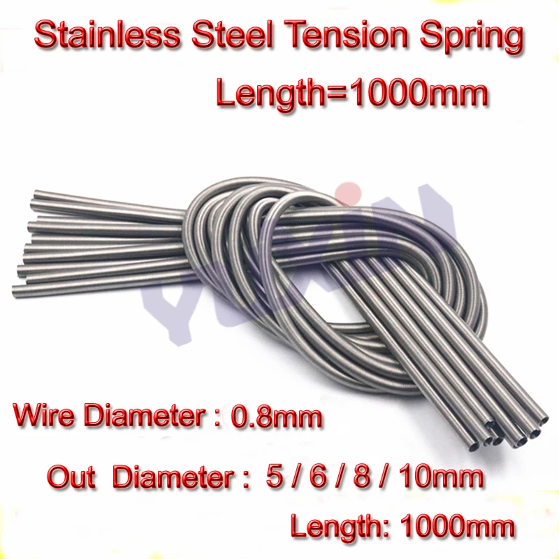 2PCS 0.8*5/6/8/10*1000mm Stainless Steel Tension Spring Extension Spring Wire Diameter 0.8mm Out Diameter 5 6 8 10 Length 1000mm
2PCS 0.8*5/6/8/10*1000mm Stainless Steel Tension Spring Extension Spring Wire Diameter 0.8mm Out Diameter 5 6 8 10 Length 1000mm