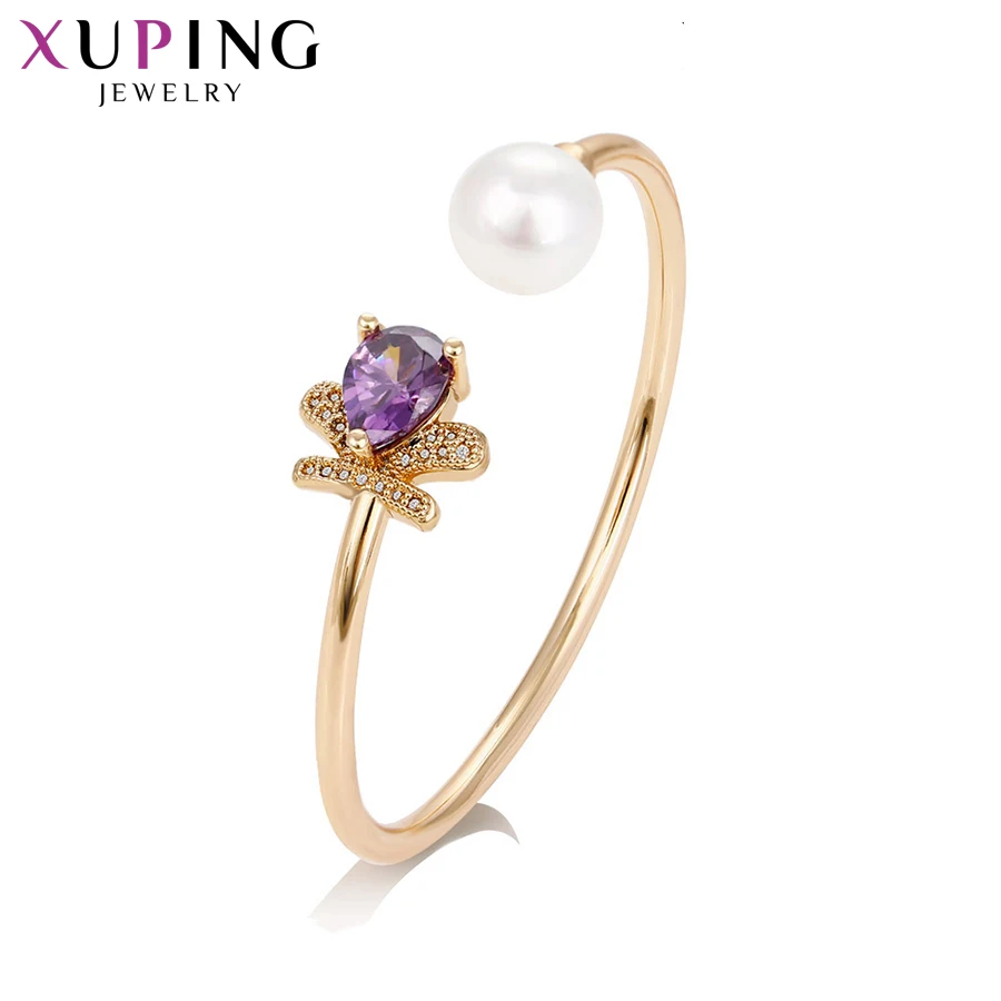 

11.11 Xuping Water Drop Bangles Casual Imitation Pearl Jewelry Gold-Color Best Birthday Gift Women Girls S163.7-51735