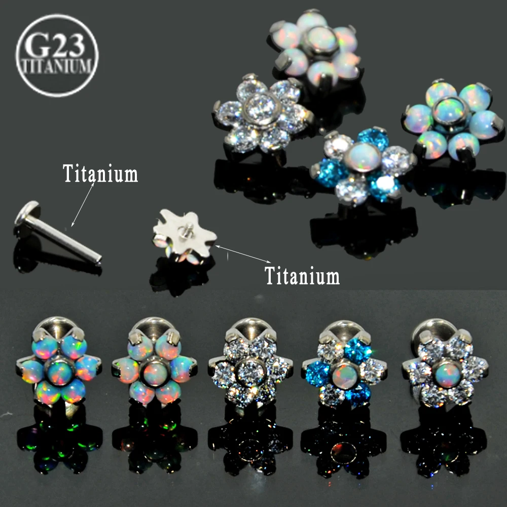 BOG-10 Piece G23 Titanium Opal Gem Labret Lip Bar Ring Opal&Zircon Flower Ear Cartilage Tragus Helix Piercing Screw Fit Top 16g
BOG-10 Piece G23 Titanium Opal Gem Labret Lip Bar Ring Opal&Zircon Flower Ear Cartilage Tragus Helix Piercing Screw Fit Top 16g
