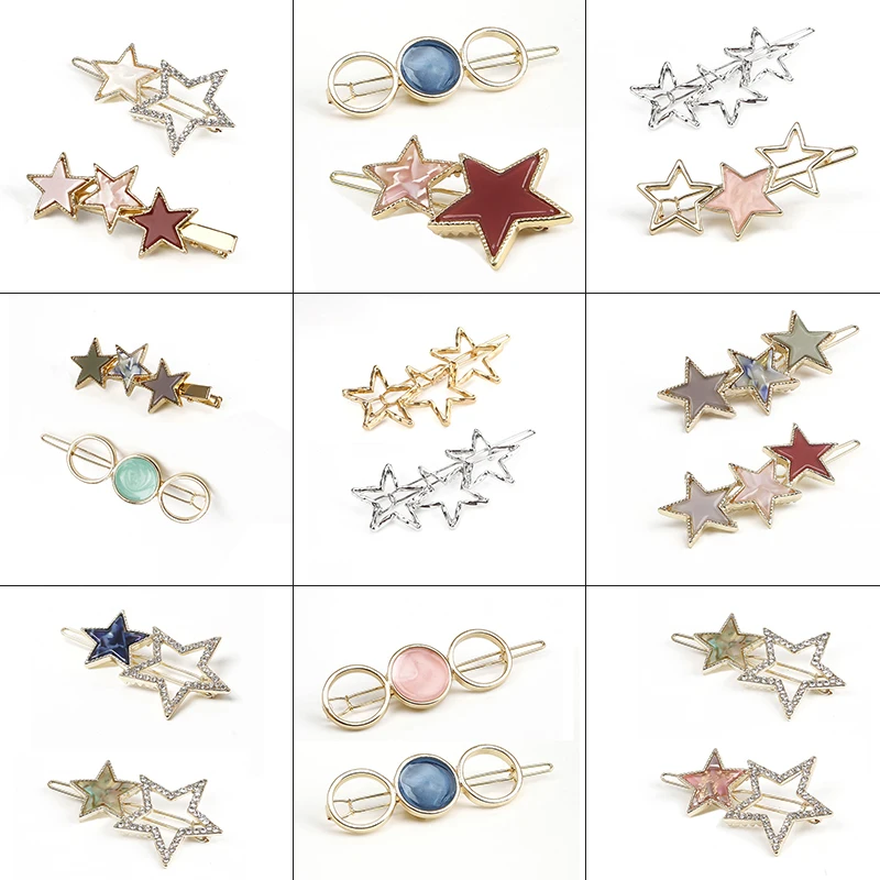 2Pcs/ Set Korea Fashion Metal Hairpins Star Colorful Beads Hair Clips Hairstyle Design Tool Hair Styling Accessories
2Pcs/ Set Korea Fashion Metal Hairpins Star Colorful Beads Hair Clips Hairstyle Design Tool Hair Styling Accessories