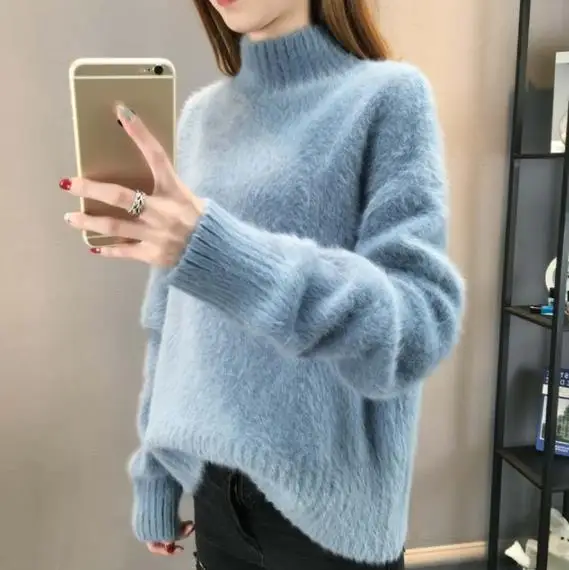Faux Mink Cashmere Half Turtleneck sweater women pull femme hiver 2019 Autumn Winter Warm Korean pull noel Jumper Pullover
Faux Mink Cashmere Half Turtleneck sweater women pull femme hiver 2019 Autumn Winter Warm Korean pull noel Jumper Pullover