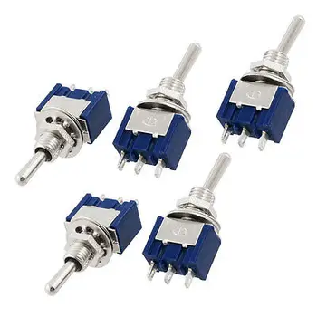 AC 125V 6A SPDT 3 Pin On/On 2 Position Miniature Toggle Switch Blue 5 Pcs
AC 125V 6A SPDT 3 Pin On/On 2 Position Miniature Toggle Switch Blue 5 Pcs