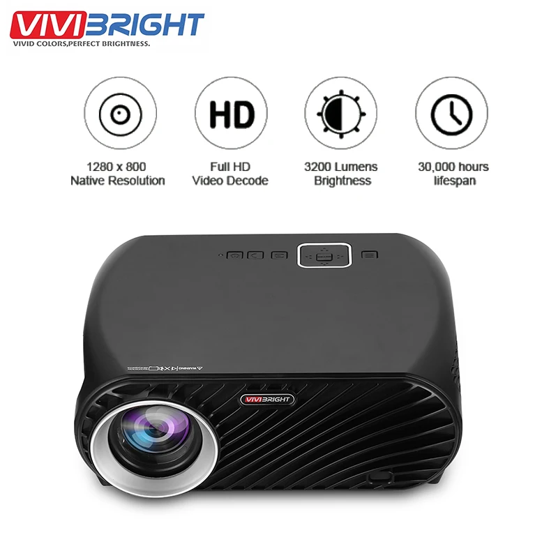 

Original VIVIBRIGHT GP100 Projector Full HD 3200 Lumen 1080P LED LCD Home Theater Cinema Video Proyector Built-In Stereo Speaker