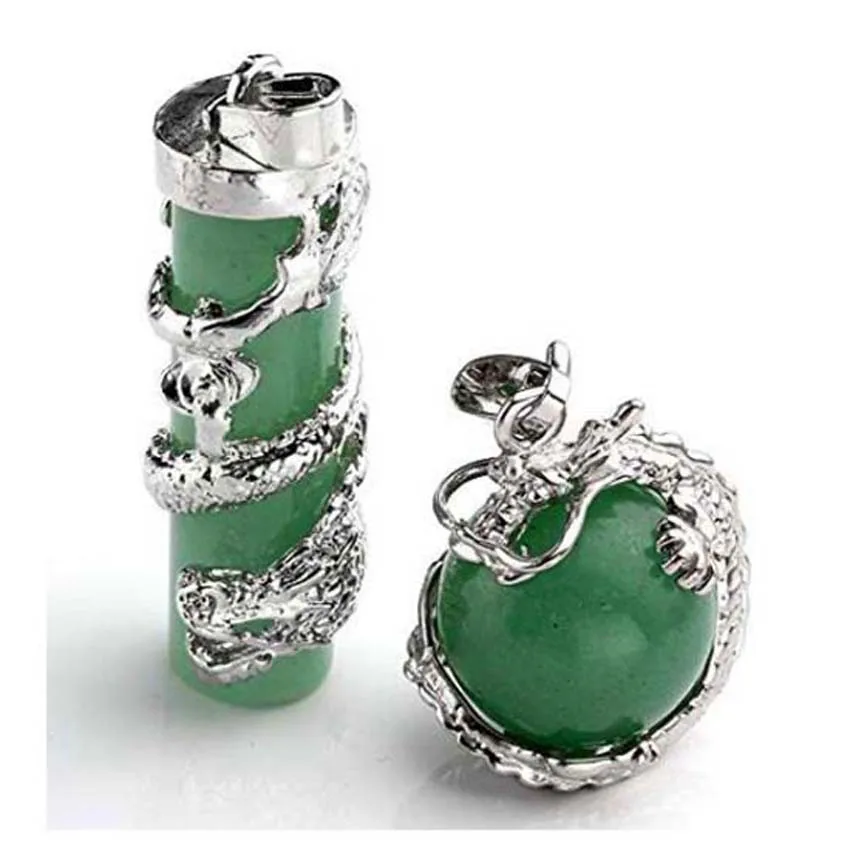 Trendy-beads Classic Silver Plated Chinese Dragon Wrap Green Aventurine Pillar and Round Bead Pendant
Trendy-beads Classic Silver Plated Chinese Dragon Wrap Green Aventurine Pillar and Round Bead Pendant