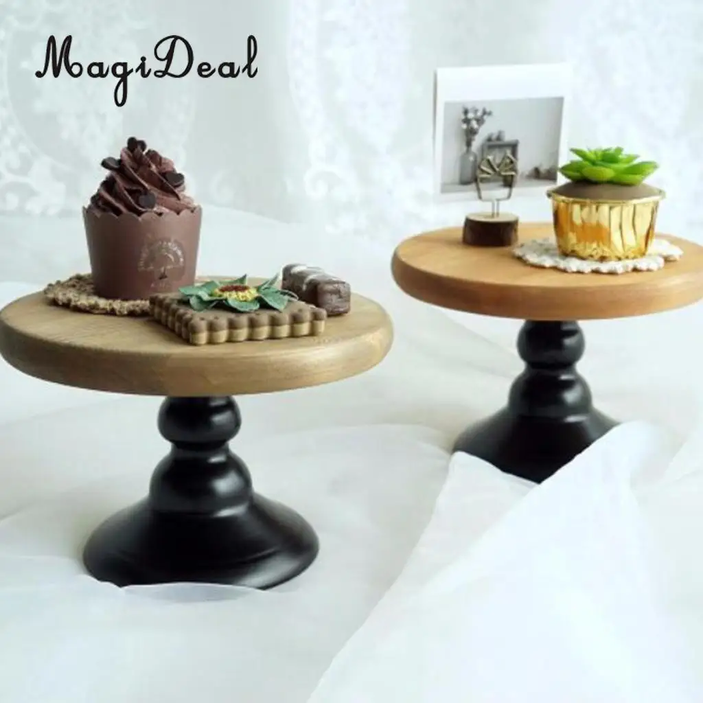 MagiDeal Wood Cake Stand 10/12inch Wedding Cake Fondant Display Plate