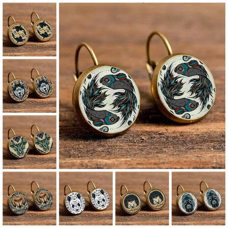 Winterxue 16 Style Handmade DIY Glass Cabochon Stud Earrings For Women Charming Animal Eagle DOG Wolf Dragon Pattern Pendientes
Winterxue 16 Style Handmade DIY Glass Cabochon Stud Earrings For Women Charming Animal Eagle DOG Wolf Dragon Pattern Pendientes