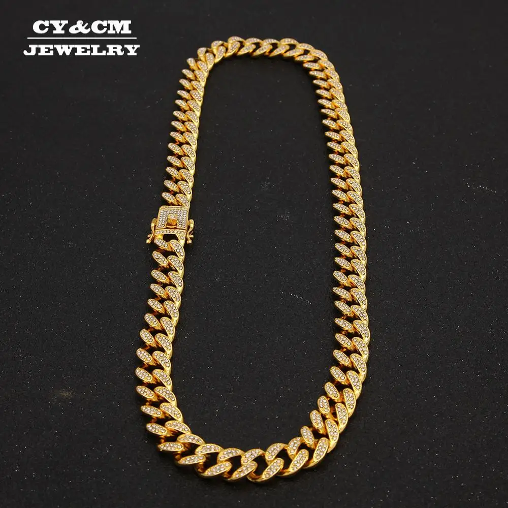 13mm Iced Out Miami Cuban Chain Necklaces Hip hop Jewelry Gold Silver Rhinestone Clasp for Men Golden Finish Bling Necklace Link
13mm Iced Out Miami Cuban Chain Necklaces Hip hop Jewelry Gold Silver Rhinestone Clasp for Men Golden Finish Bling Necklace Link