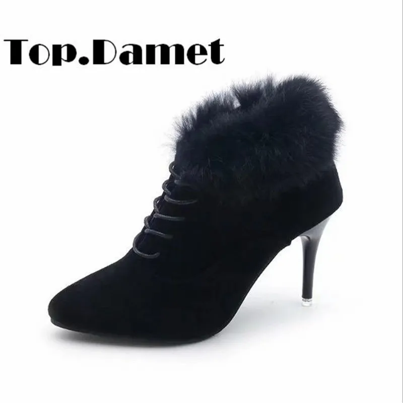 Top.Damet Woman Ankle Boots Fashion Winter Sexy High Heep Solid Color Pointed Toe with Fur Lined Shoes Martin Snow Boots Ladies
Top.Damet Woman Ankle Boots Fashion Winter Sexy High Heep Solid Color Pointed Toe with Fur Lined Shoes Martin Snow Boots Ladies