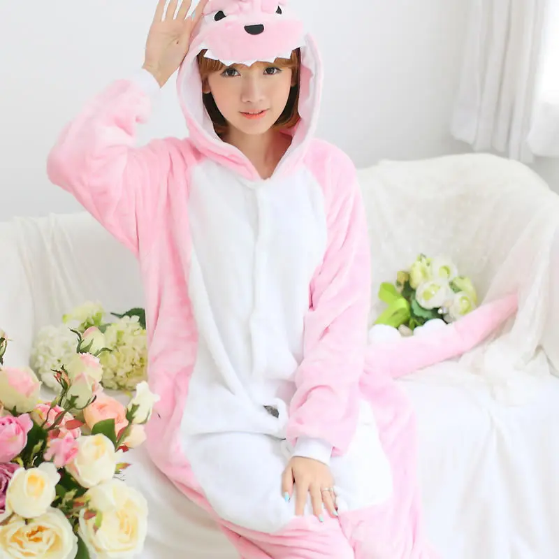 

Kugurumi Adult Animal Pajamas Women Panda Winter Warm Flannel Pajama Cartoon Pig Sleepwear Unisex Cosplay Suit Home Onesie 2019