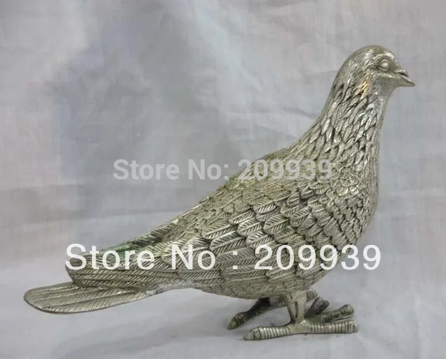 0077 Collectable Tibet silver beautiful peace pigeon Statue