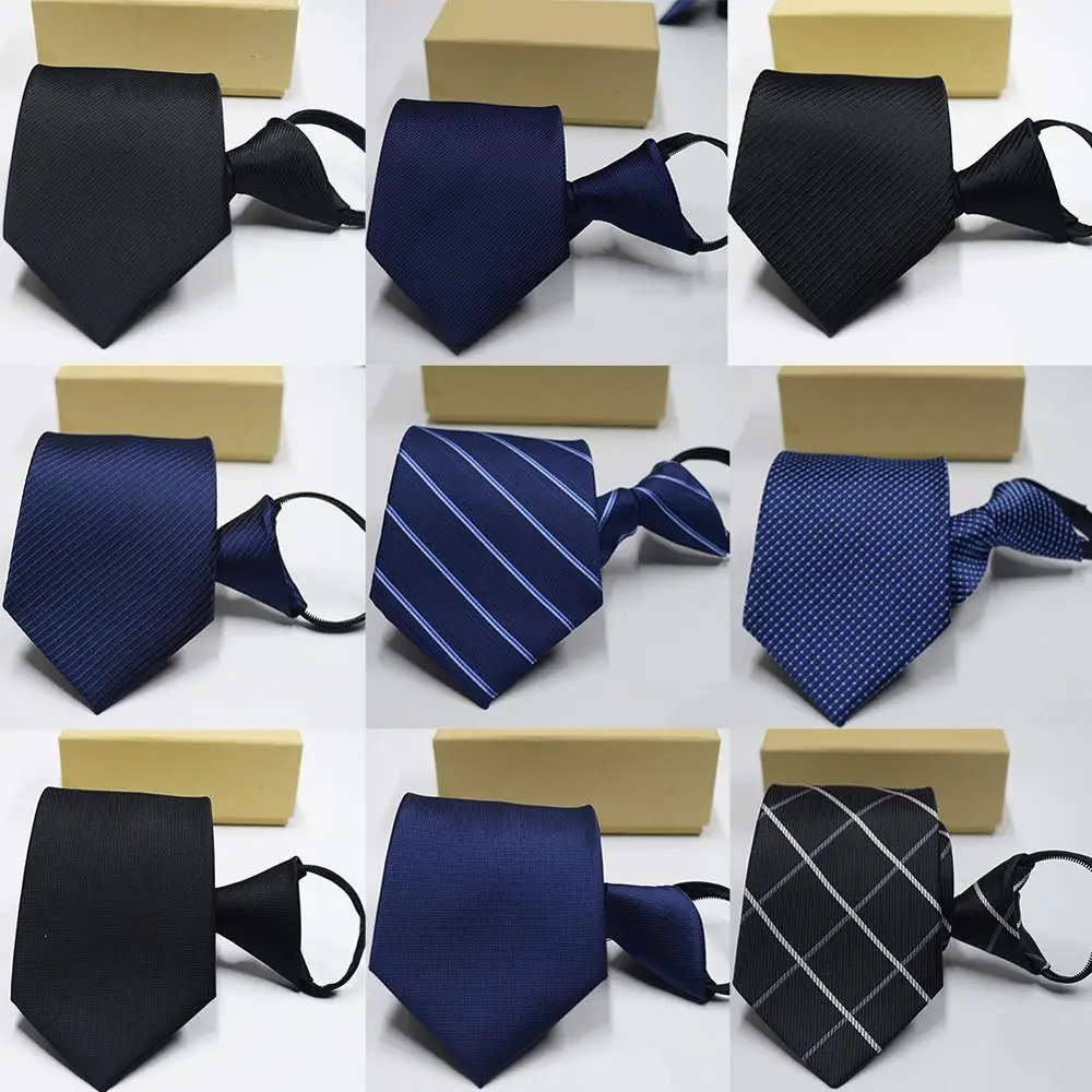 

8CM Male Pre-tied Zipper Bussiness Classical Suits Ties Men Zipper Necktie for Party Formal Occasion Gentleman School Uniform