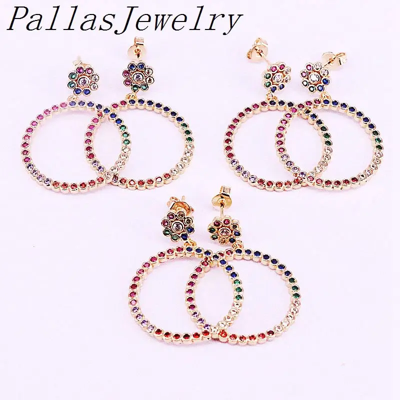 5Pairs Gold Filled Circle Shape Party Jewelry Earrings Rainbow CZ Micro Pave Charms Dangle Earring For Women Lady
5Pairs Gold Filled Circle Shape Party Jewelry Earrings Rainbow CZ Micro Pave Charms Dangle Earring For Women Lady