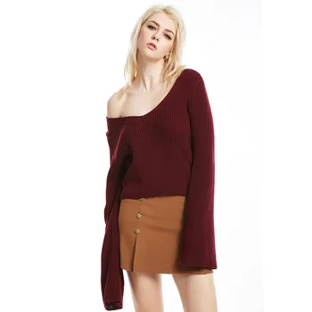 Women Autumn Winter Casual Solid Knitted Warm Sweater Fashion Leisure Deep V-Neck Flare Sleeve Sweater Lady Sexy Party Top
Women Autumn Winter Casual Solid Knitted Warm Sweater Fashion Leisure Deep V-Neck Flare Sleeve Sweater Lady Sexy Party Top