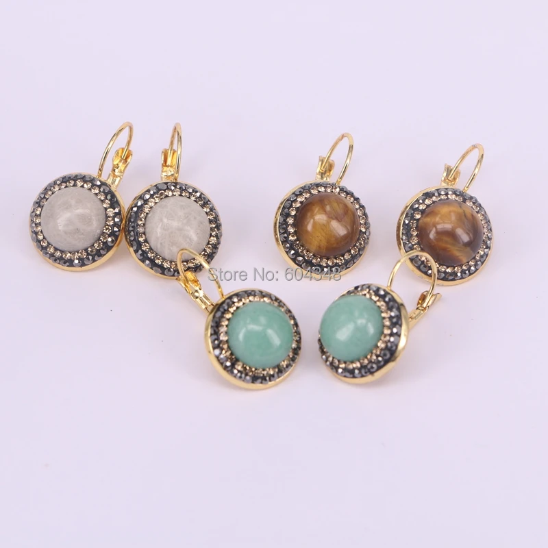 5pairs Fashion Gold Elecroplated Nature Tiger Eye Quartz Howlite Stone Earrings, Crystal Zircon Paved Stone Charm Dangle Earring
5pairs Fashion Gold Elecroplated Nature Tiger Eye Quartz Howlite Stone Earrings, Crystal Zircon Paved Stone Charm Dangle Earring