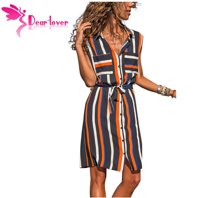 Dear Lover New Fashion Turn-Down Collar Button Dress Women Casual Stripe Shirt Mini Dresses Sleeveless Tank Shirt Dress LC220654
Dear Lover New Fashion Turn-Down Collar Button Dress Women Casual Stripe Shirt Mini Dresses Sleeveless Tank Shirt Dress LC220654