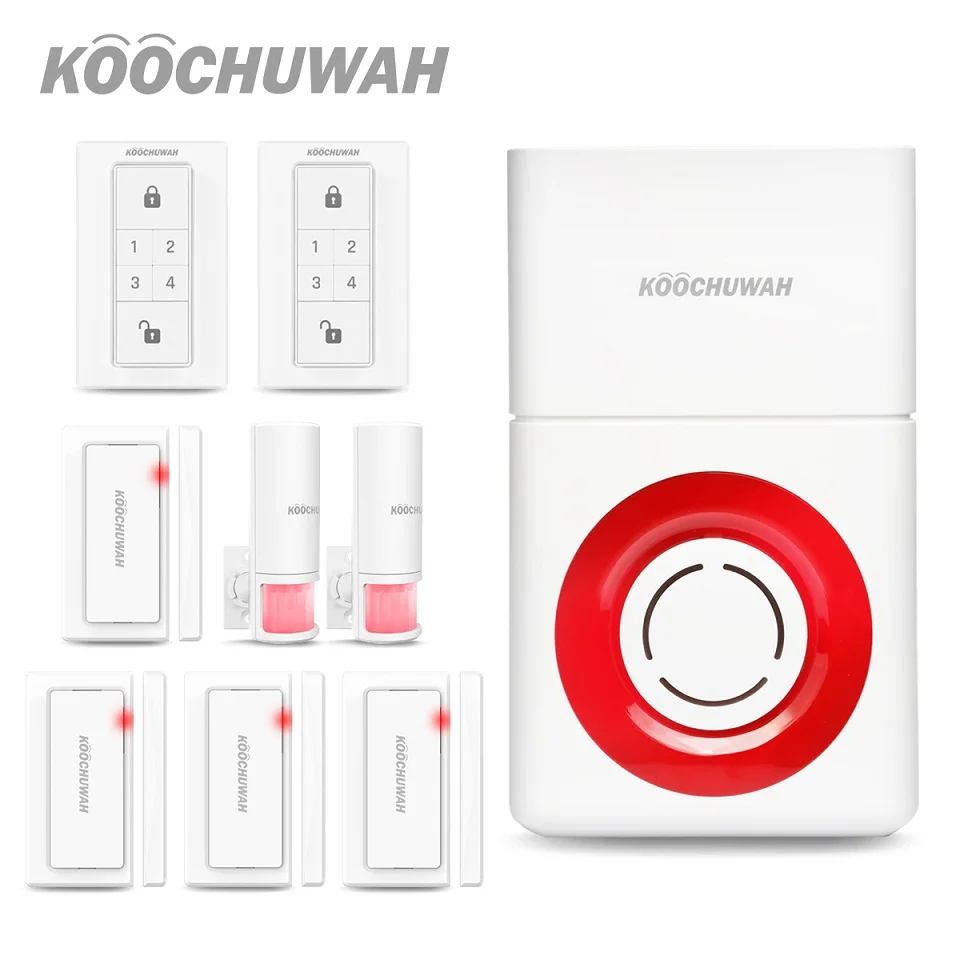 KOOCHUWAH Security System Wireless GSM Alarm System SIM Card Intruder Burglar Alarm Keypad 110DB Lound Alert Siren Security Home
KOOCHUWAH Security System Wireless GSM Alarm System SIM Card Intruder Burglar Alarm Keypad 110DB Lound Alert Siren Security Home