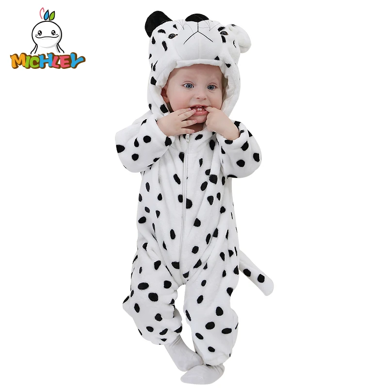 

MICHLEY Newborn Baby Boys Girls Cartoon Animal Hoodie Infant Romper Flannel Spring Autumn Jumpsuit Unisex Outfits XYZ-Dalmatian